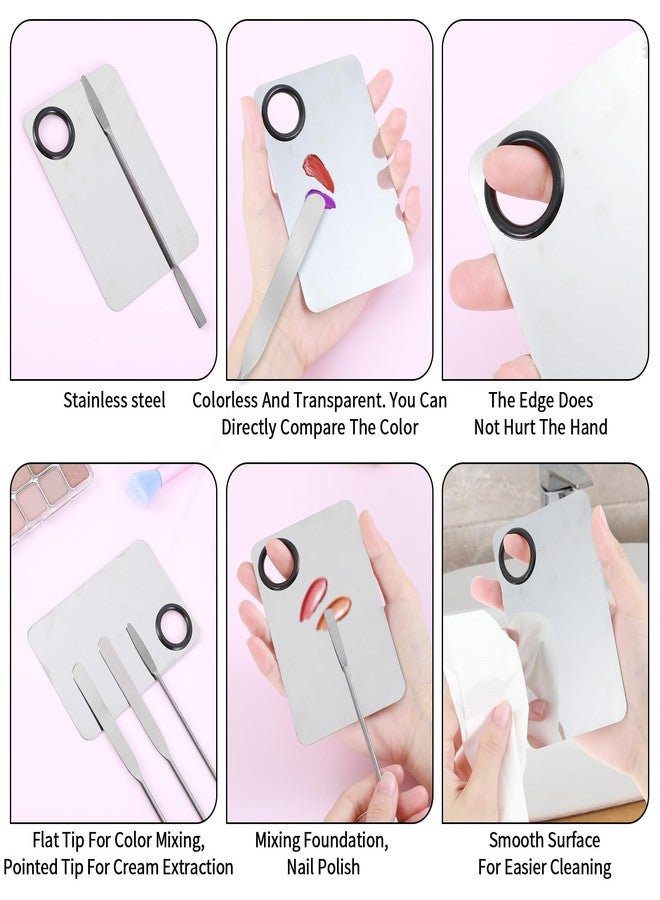 Matwsec 4 PCS Makeup Mixing Palette, Makeup Palette Tray Foundation Spatula, Accessories Set for Women Girl Cosmetic Spatula Tool for Nail Eye Shadow Eyelash Professional Pigment Blending - Image 4